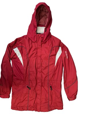 Columbia Women's Medium Red and White Interchange Waterproof Coat No Liner EUC
