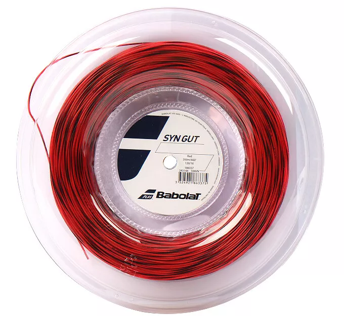 Babolat Syn Gut 1.30mm 200m 660ft 16gauge Tennis Racquet Racket String Red  Reel