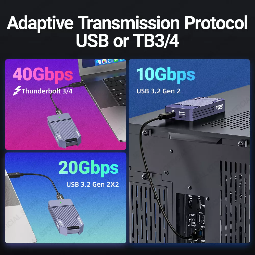 JEYI 40Gbps USB 4.0 M.2 NVMe SSD Enclosure Compatible with