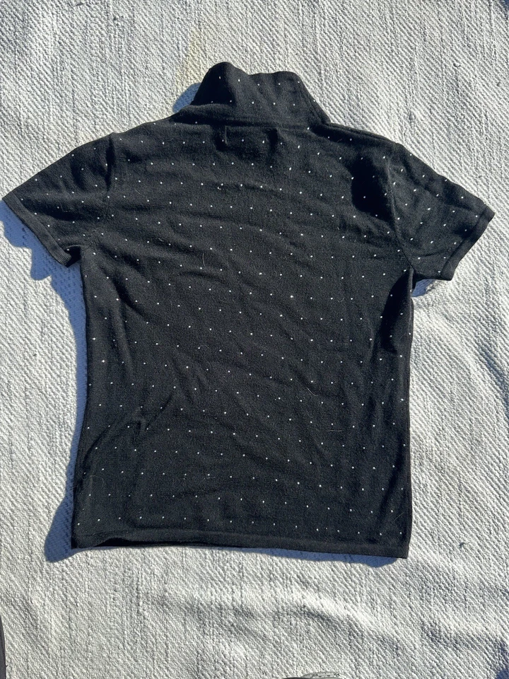 Top Jones New York para mujer pequeño negro cuello falso lana negro plata adorno Foto 2 de 4