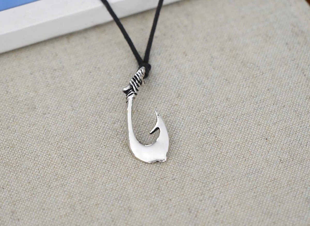Maori Fishing Hook Sterling Silver Pewter Gold Brass Necklace