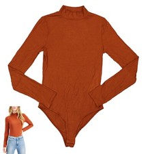 Selfie by Self Esteem Ribbed Long Sleeve Cheeky Fit Mock Neck Bodysuit M NWT