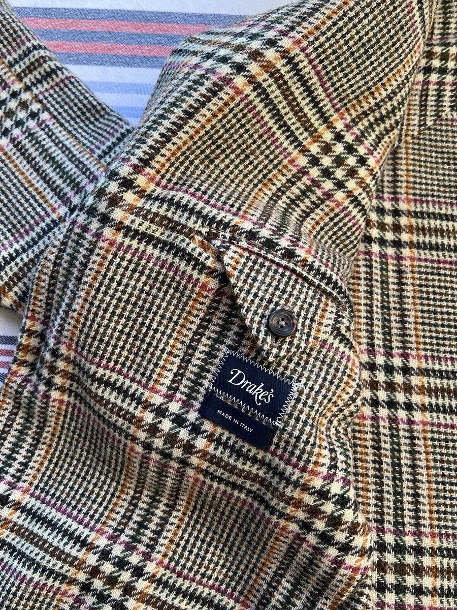 Drake's London Prince of Wales Check Tweed Blazer Size 42 (52EU