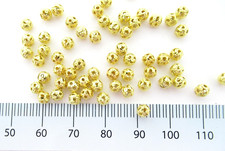 120 Filigree Beads 3mm Round Gold Plated hole 1mm Lot H5A