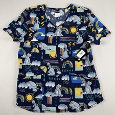 Disney Eeyore Womens Scrub Top M V Neck NWT Winnie The Pooh Print