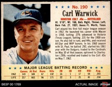 1963 Post Cereal #190 Carl Warwick Colt 45s 5 - EX
