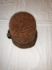 Betmar New York Ella Cloche Hat Womens Wool Blend Orange Brown Confetti Tweed
