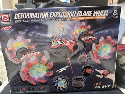 Blue Deformation Explosion Glare Wheel Twist Car RC W/Expanding wheels