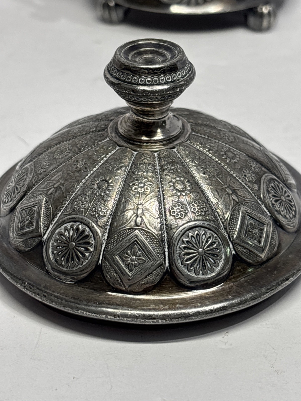 Antique Middletown Silver plate Sugar Jar-Very Intricate Lid