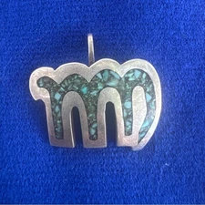 VTG Scorpio Sterling & Composite Turquoise Signed Studio Made Astrology Amulet