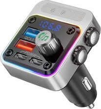 54W Bluetooth 5.3 Car Adapter FM Transmitter 4-Port Fast Charging Silver BC91