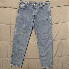 Vtg 90  s Levi's Men  s 550 Jeans 40x32 relaxed fit Light wash Blank Red Tab USA