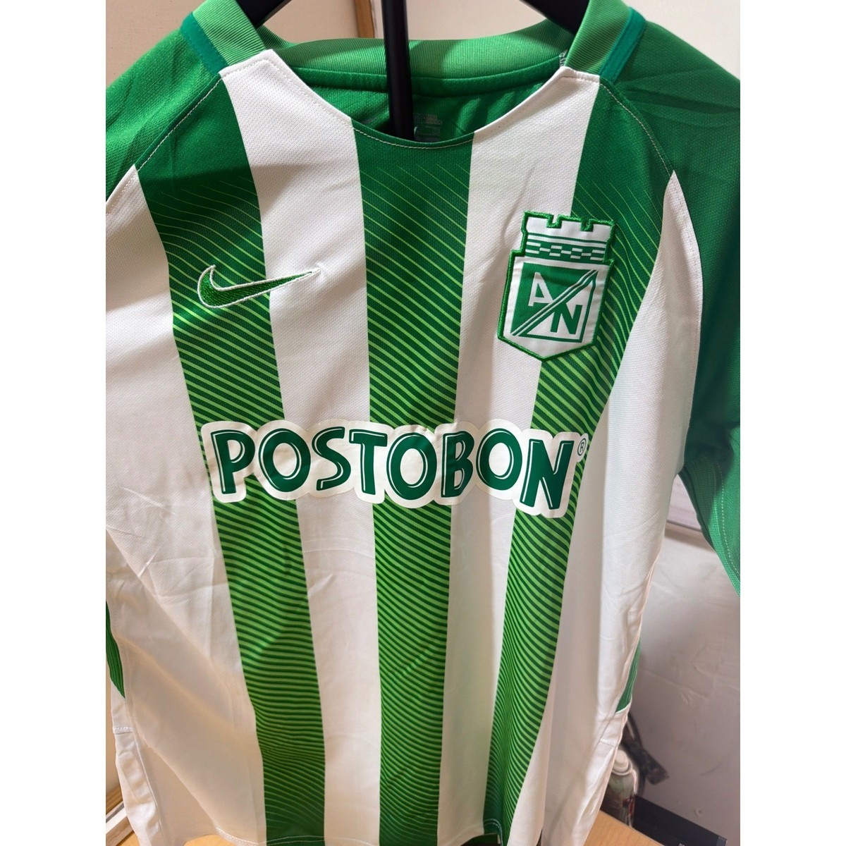 Nike Atletico Nacional Medellin Soccer Jersey Green White Postobon Mens L View 2