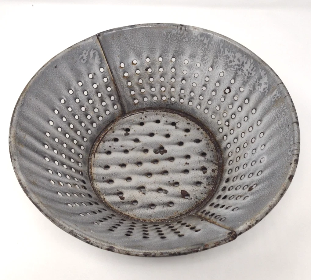 Vintage Kitchen Colander In Collectible Enamel Cookware for sale