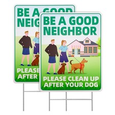 Clean Up After Your Dog Sign 12x9 No Pooping Yard Sign Be A Good Neighbor 2 Pack