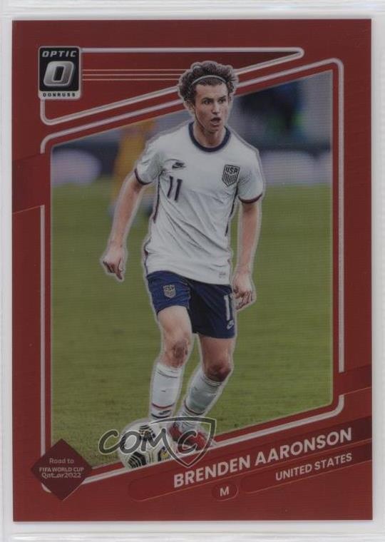 2021-22 Panini Donruss Road to Qatar Optic Red Prizm /149 Brenden Aaronson #165