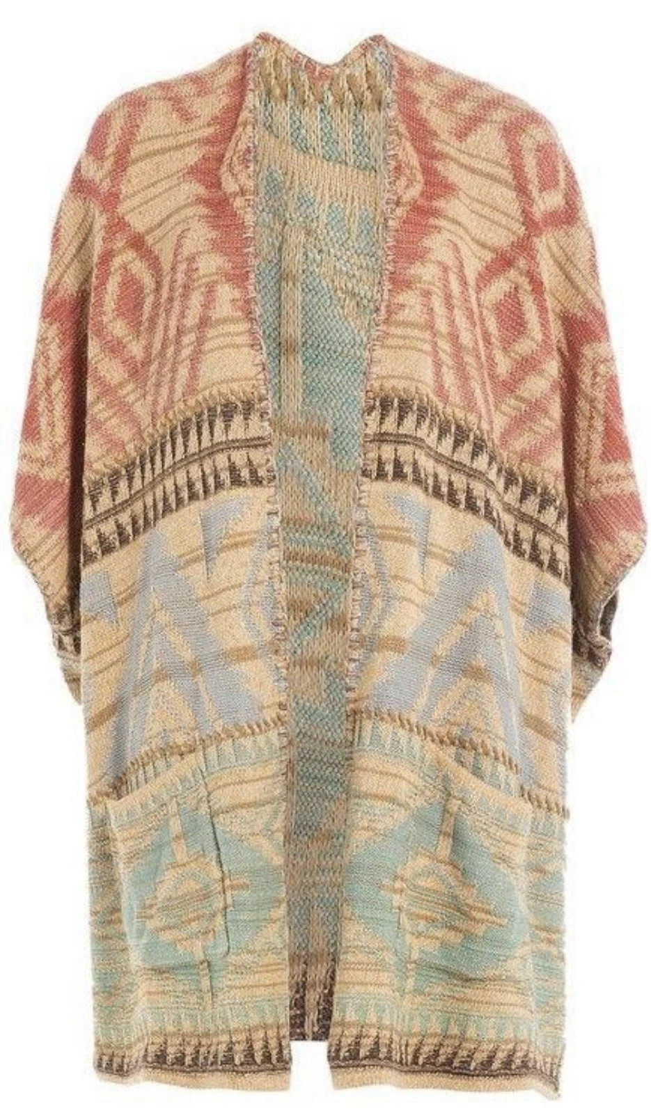 $600 Ralph Lauren Aztec Southwestern Wrap Shawl Poncho Cardigan Small One Size