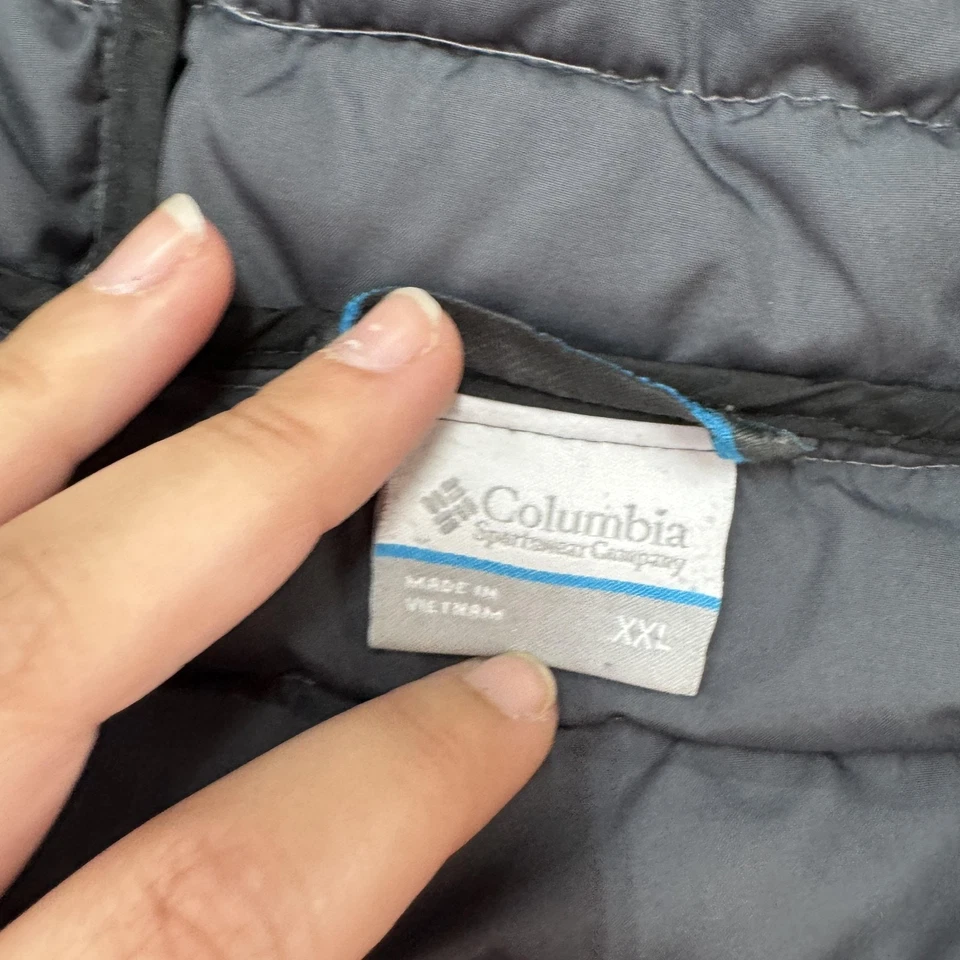 Chaqueta Columbia Puffer Para Hombre 2XL Gris Resistente al Agua Con Capucha Aislante Cremallera Foto 3 de 4