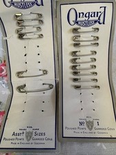 2 Cards Ongard Vintage Safety Pins. - Part Used Cards