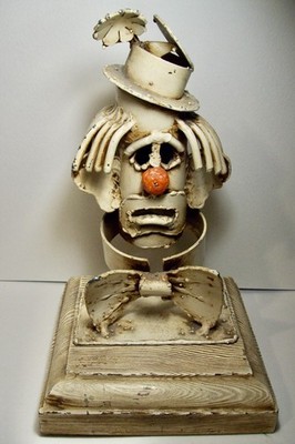 MID CENTURY WELDED METAL CLOWN BUST SCULPTURE by CALIF ARTIST JACK HANSON