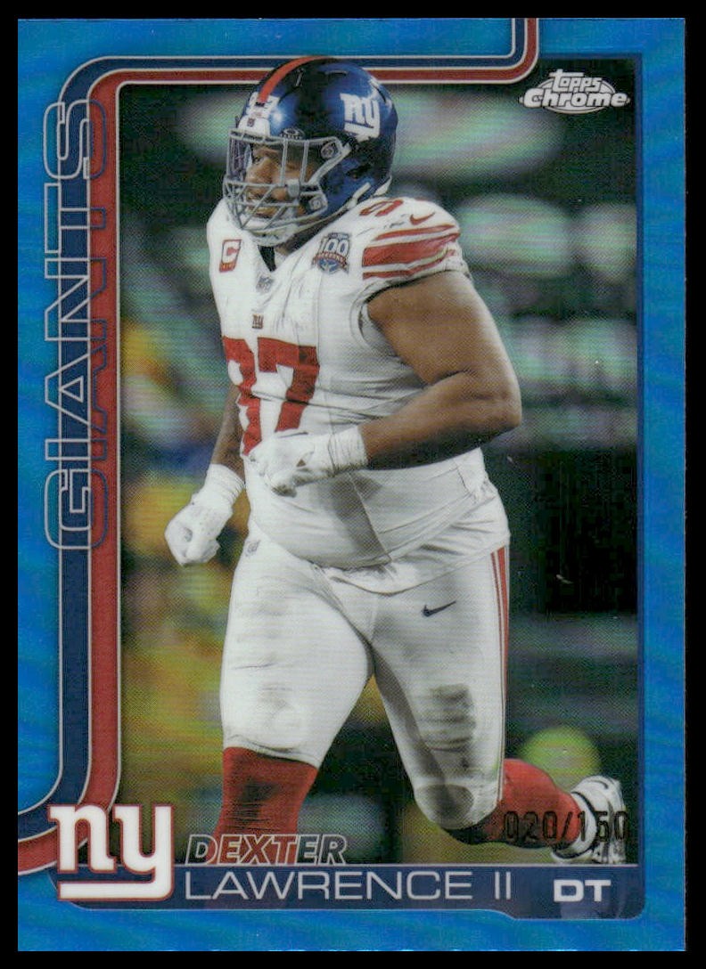 Dexter Lawrence II /150 2025 Topps Chrome #230 Blue Refractor New York Giants