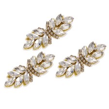 3Pcs Rhinestone Applique Rhinestone Flower Sew on Sewing Silver Gold 