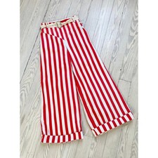 Vintage 30s Pants / 1930s Red Striped Sportswear Trousers / XXS