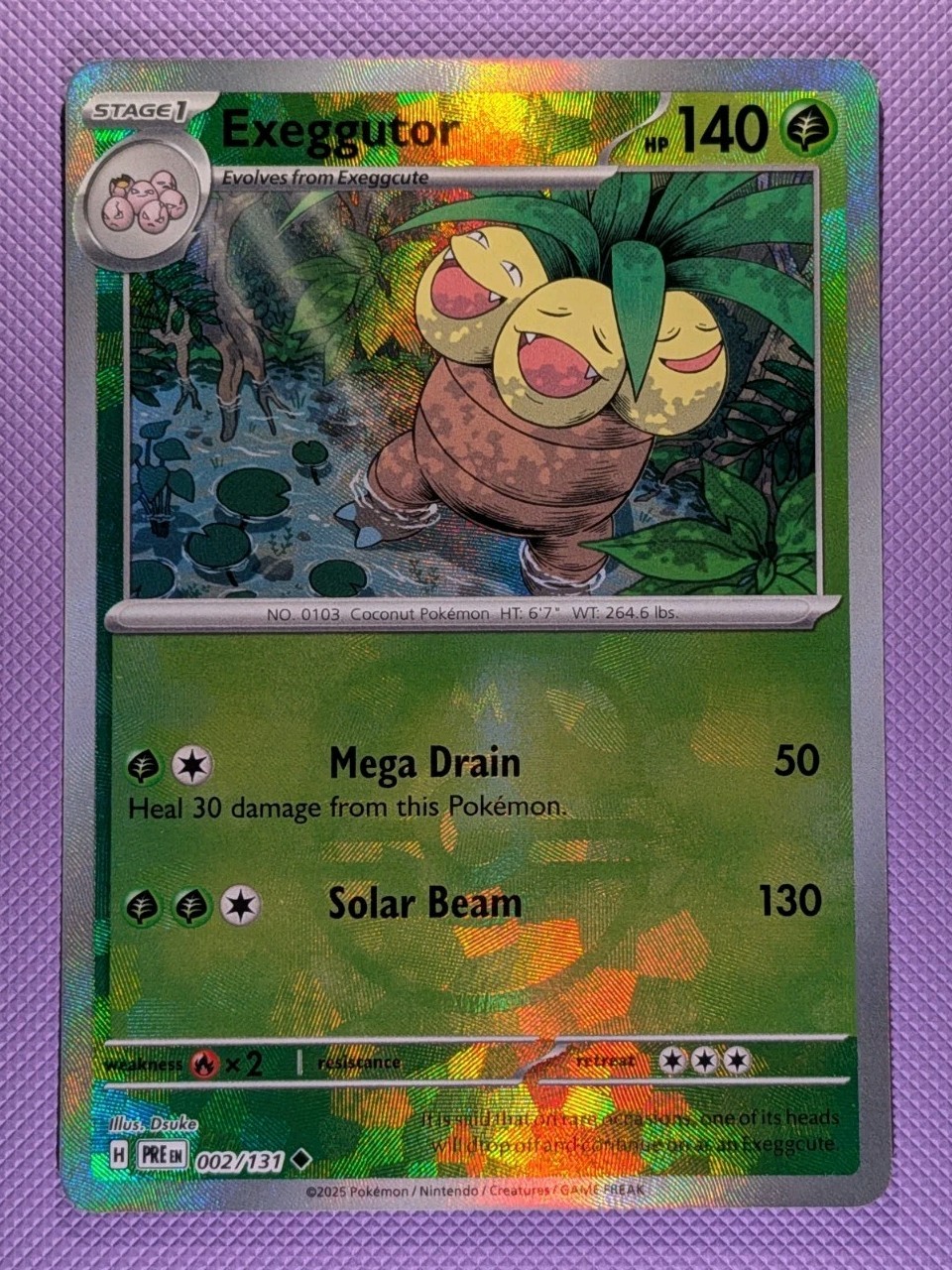 Exeggutor (Master Ball Pattern) 002/131 Prismatic Evolutions Holo Pokemon (NM)