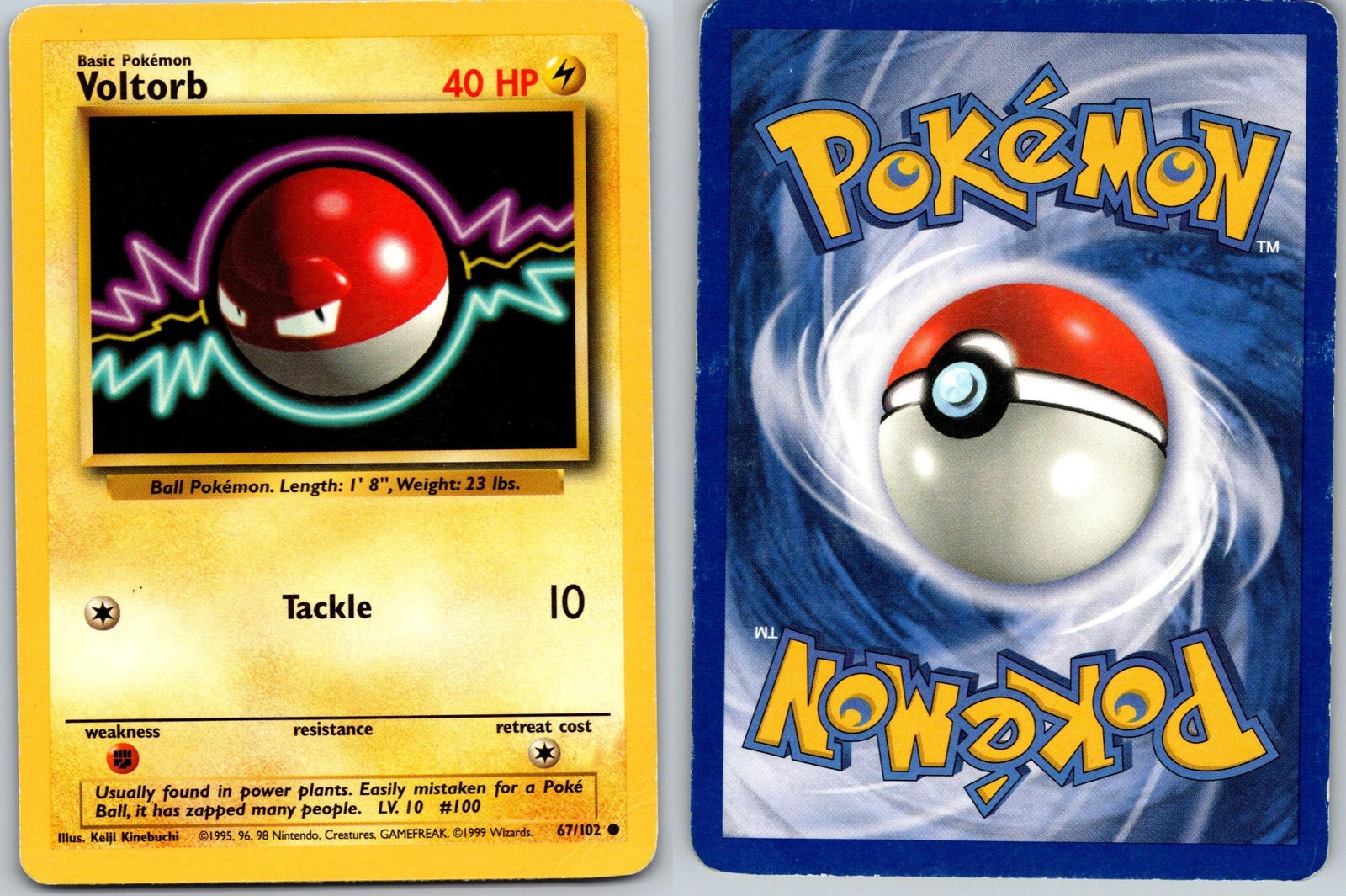 VOLTORB POKEMON BASE SET UNLIMITED 67/102 COMMON HP