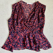ASTR THE LABEL LEOPARD PRINT FAUX WRAP - PEPLUM TOP SIZE MEDIUM