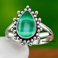 Malachite Gemstone 925 sterling silver handmade Gift Ring US size 5 to 13