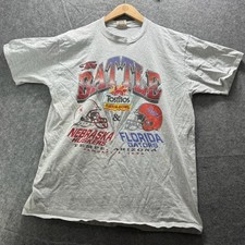 Vintage Tostitos Shirt Mens L Gray Fiesta Bowl Nebraska Huskers Florida 90s y2k