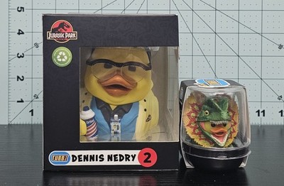 TUBBZ Jurassic Park Dennis Nedry  Collectible Duck Figure + Diloposaurus Duck
