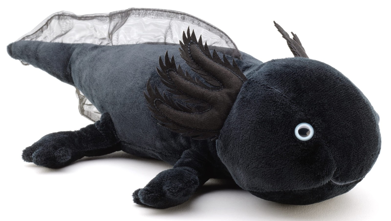 Axolotl peluche noir en velours de coton de 32 cm