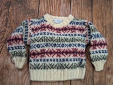 One Of A Kind By Shirley Duffy VTG Handmade Kids Sweater Size 3-4 Virgin Wool