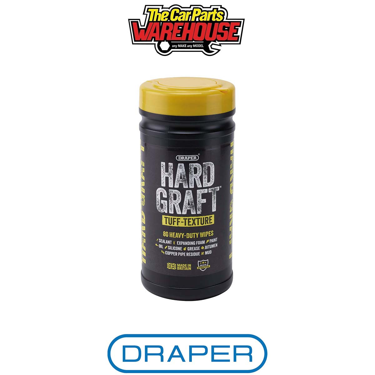 Draper 12436 Hard Graft Multipurpose Tuff-Texture Wipes (Tub of 80) - Image 3