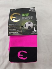NEW Puma Procat Soccer Socks Youth Size L Performance 2 Pair Pack PInk Black