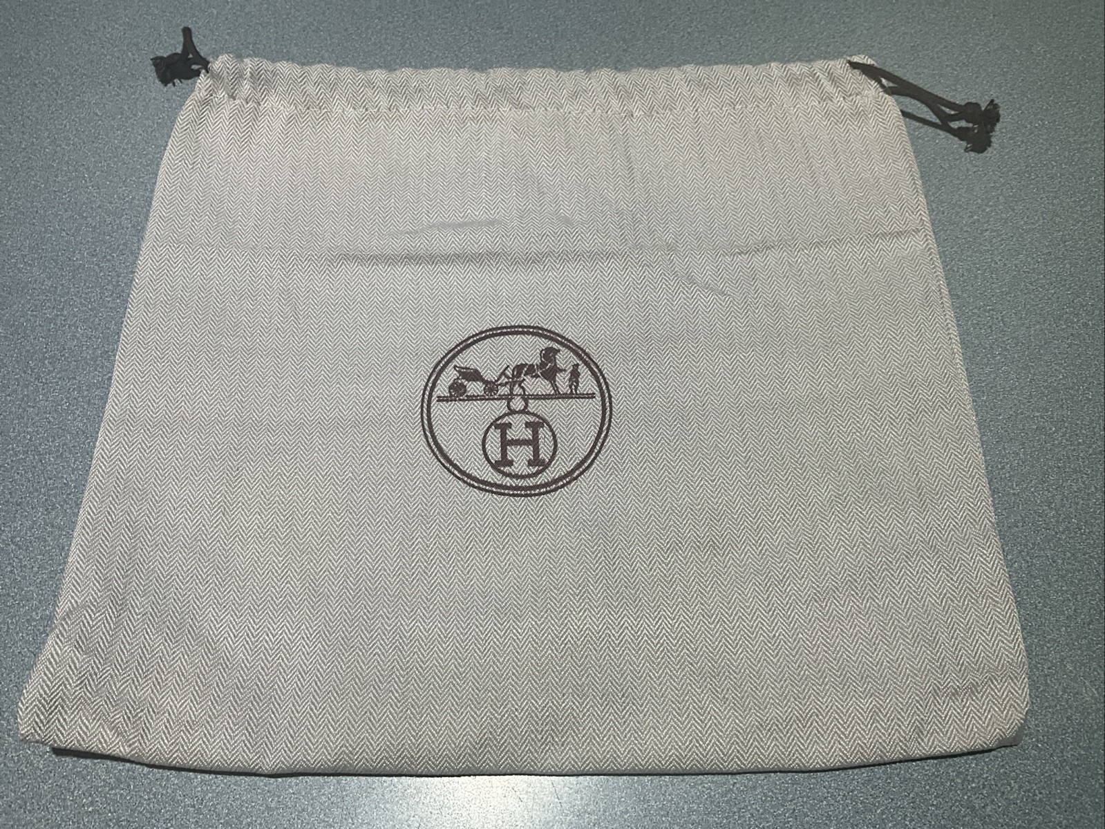 NEW Authentic HERMES Tweed Drawstring Storage Dust Bag 12"x11" FREE SH