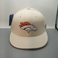 Denver Broncos Reebok White Size 7 Fitted Hat NFL Embroidered Logo Wool
