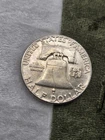 1954 P 90% Silver Franklin half dollar Wash Of Champage Patina Toning 50c Coin