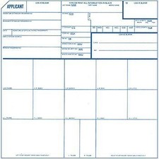 Fingerprint Cards, Applicant FD-258, 25 Pack Medium, White with blue lines