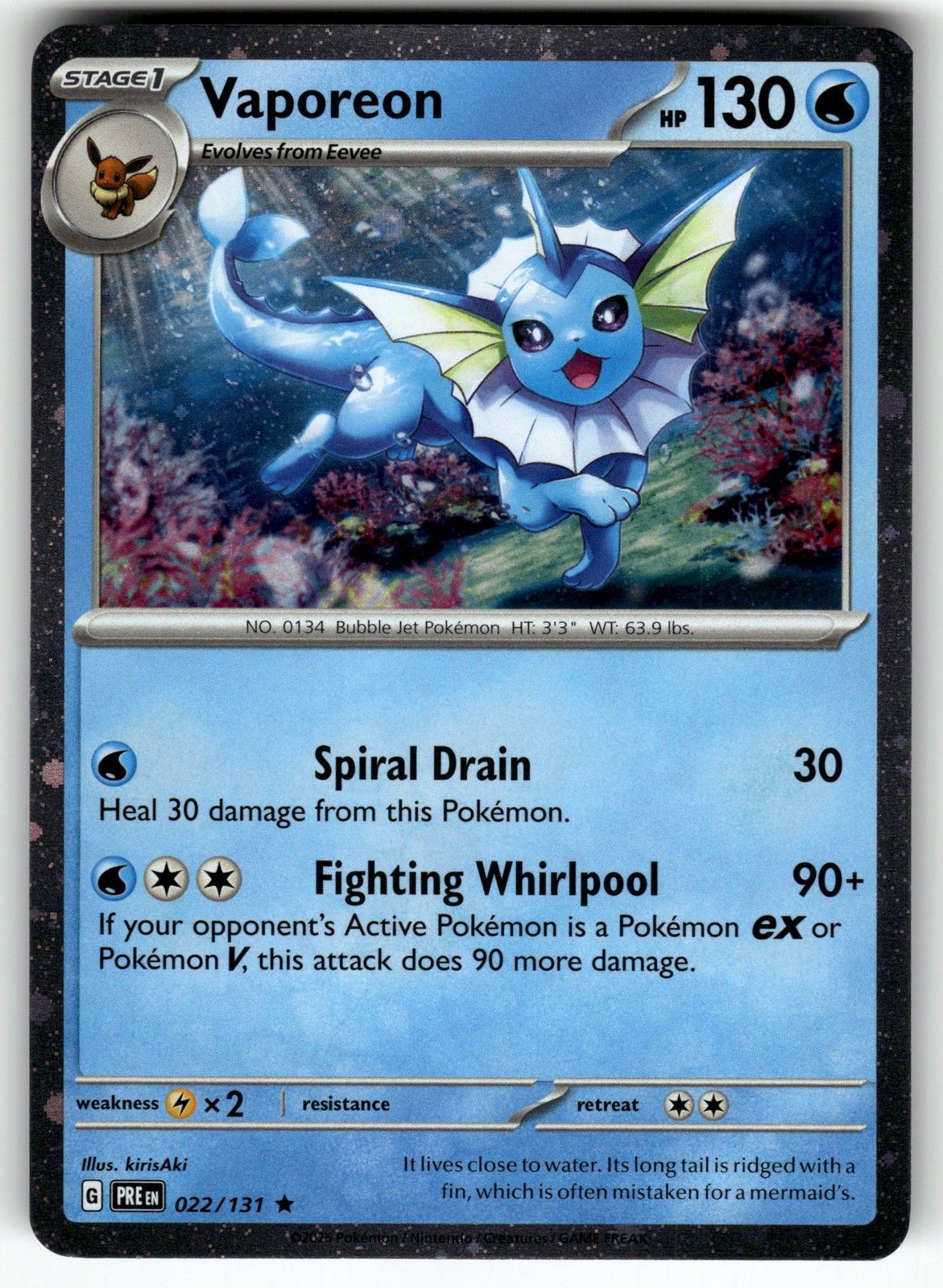 Vaporeon - (Cosmos Holo) 022/131 NM Pokemon Card TCG