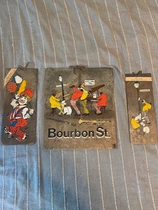 NEW ORLEANS 1800'S ROOFING SLATE SET HAND PAINTED WALL DECOR BOURBON ST.