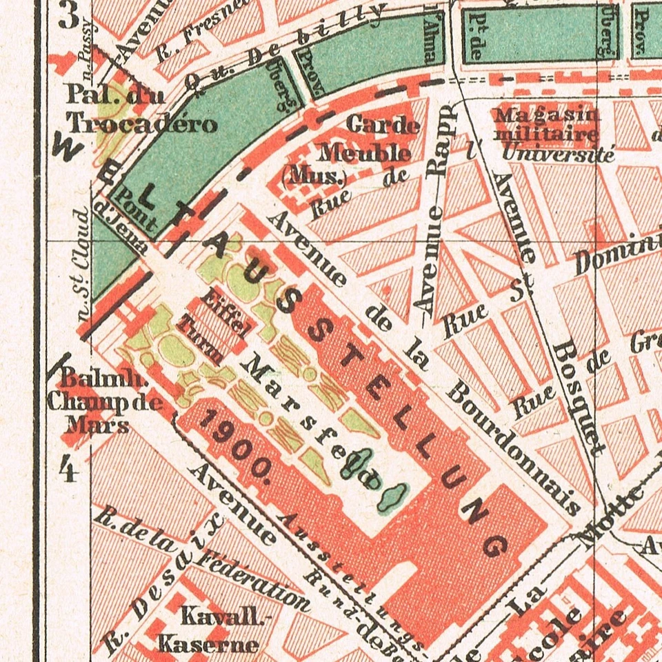 PARIS  Original map Antique  plan DATED  1898 FRANCE République française - Image 3 of 4