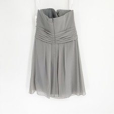 NWT David  s Bridal Strapless Crinkle Chiffon Bridesmaid Dress Mercury Gray Sz 8