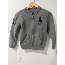 Polo Ralph Lauren Kid's Full Zip Big Pony Grey Sweater Cardigan M (10-12) S