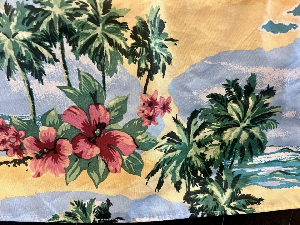 Винтажная юбка-кровать Dan River тропическая пальма гибискус гавайский тики ретро - Изображение 3 из 4