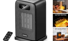  Space Heater, Portable Space Heaters for indoor Use, Auto 10inch Black