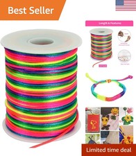 2mm Nylon Satin Cord - 110 Yards Rainbow Color Beading String for DIY Crafts