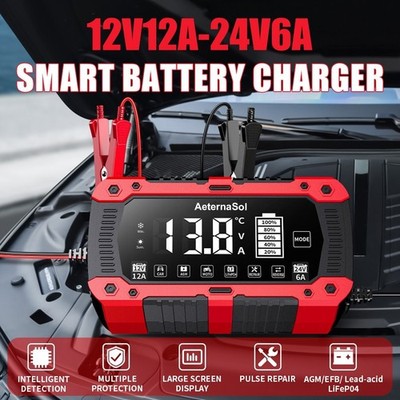 AeternaSol Car Smart Battery Charger Intelligent Pulse Repair 12V/6A Automatic